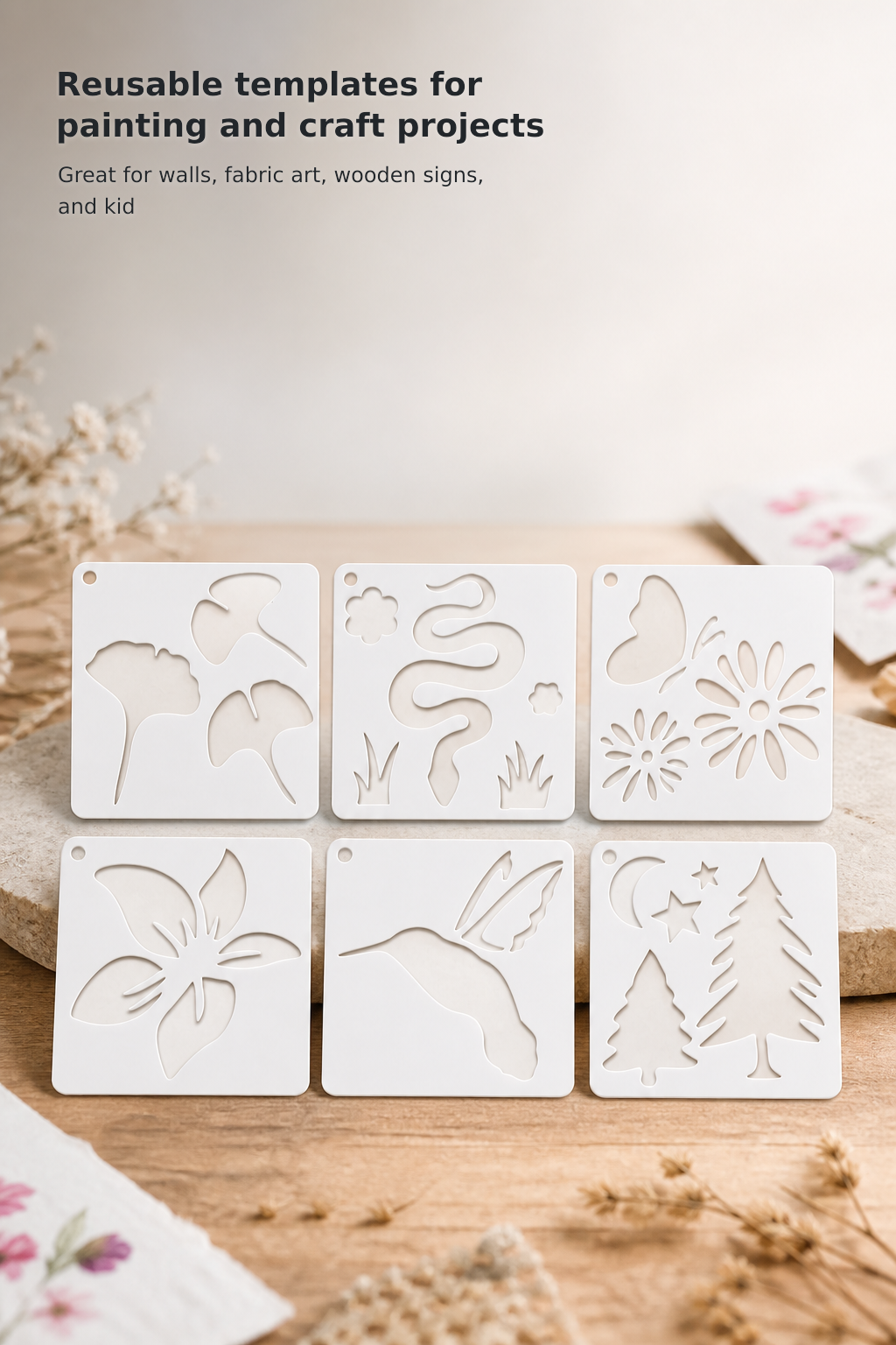 Reusable Botanical & Butterfly Stencil Set